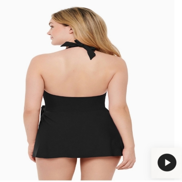 Black Halter Wrap Swimdress - Picture 2 of 2